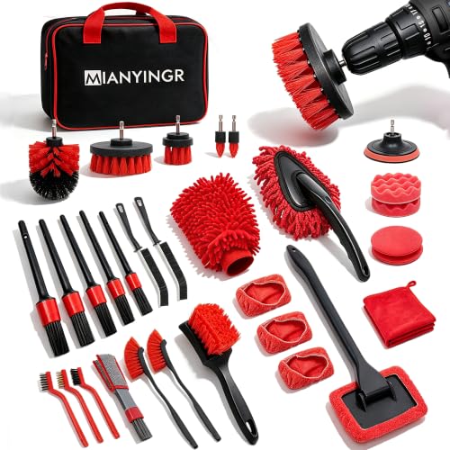 MIANYINGR 32Pcs Red Car Detailing Kit