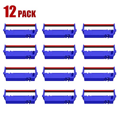 12 Pack Compatible SP700 Printer Ribbon B/R Replacement for Star RC-700BR SP-700BR SP-712 SP-742 Ink Ribbon, Black and Red