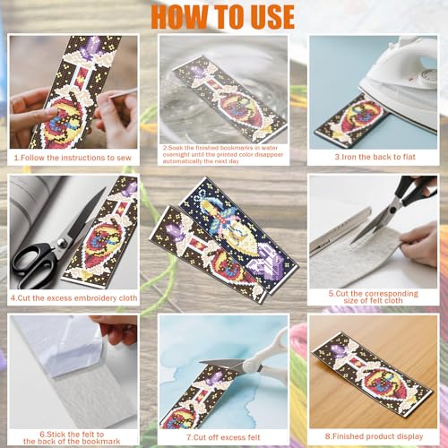 Image of FREEBLOSS 6pcs Potion Cross Stitch Bookmark Kit 11CT Stamped Cross Stitch Kit DIY Embroidery Bookmarks Set with Felts Backing Instructions for Adult Beginners 8 inchx2.4 inch