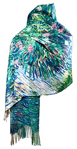 Plum Feathers Super Soft Cashmere Feel Double Sided Reversible Art Shawl Scarf Van Gogh Monet Klimt Inspired3