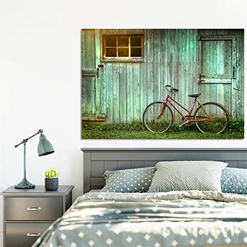 Chalet et vélo paysage affiche impression sur toile 60x80cm art mural - 5