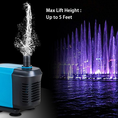 Kedsum 550Gph Submersible Pump(2500L/H, 40W), Ultra Quiet Water Pump With 5Ft High Lift, Fountain Pump With 6.5Ft Power Cord, 3 Nozzles For Fish Tank, Pond, Aquarium, Statuary, Hydroponics #TOP2