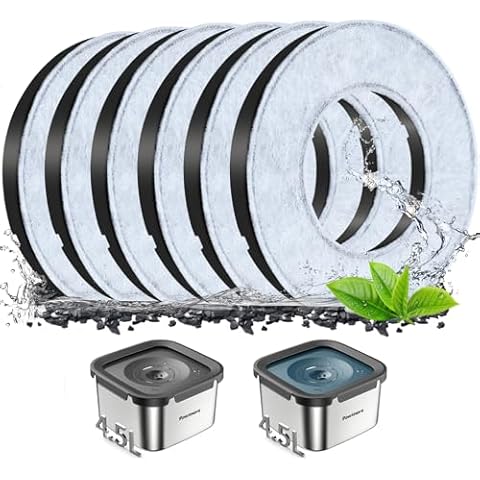 6 Packs Replacement Filters for Pawtners 4.5L No-spill Dog Water Bowls, Activated Carbon Material, Replacement Filter for Pet Dogs Slow Water Bowl Cover