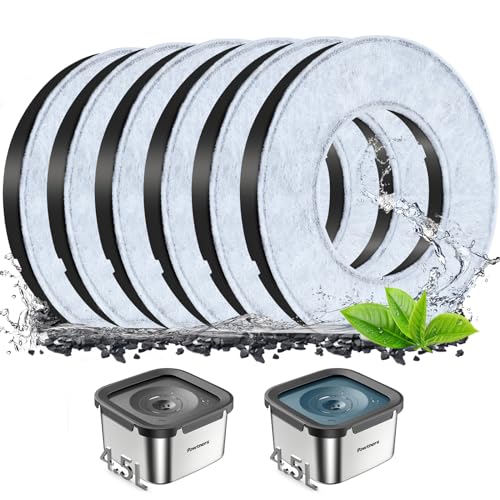 Pawtners Replacement Filter for 4.5L No-spill Dog Water Bowl, Activated Carbon, 6 Packs