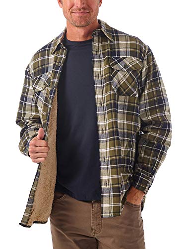 Wrangler Authentics Men's Long Sleeve Sherpa Lined Shirt Jacket, Olive Sky, X-Large #TOP2
