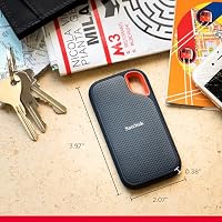 SANDISK Extreme Portable SSD 8 TB (tragbare NVMe SSD, USB-C, bis zu 1.050 MB/s Lesen/1.000 MB/s Schreiben, fallsicher aus bis zu 3 m, Wasser- und staubbeständig) Schwarz – Ansicht 3