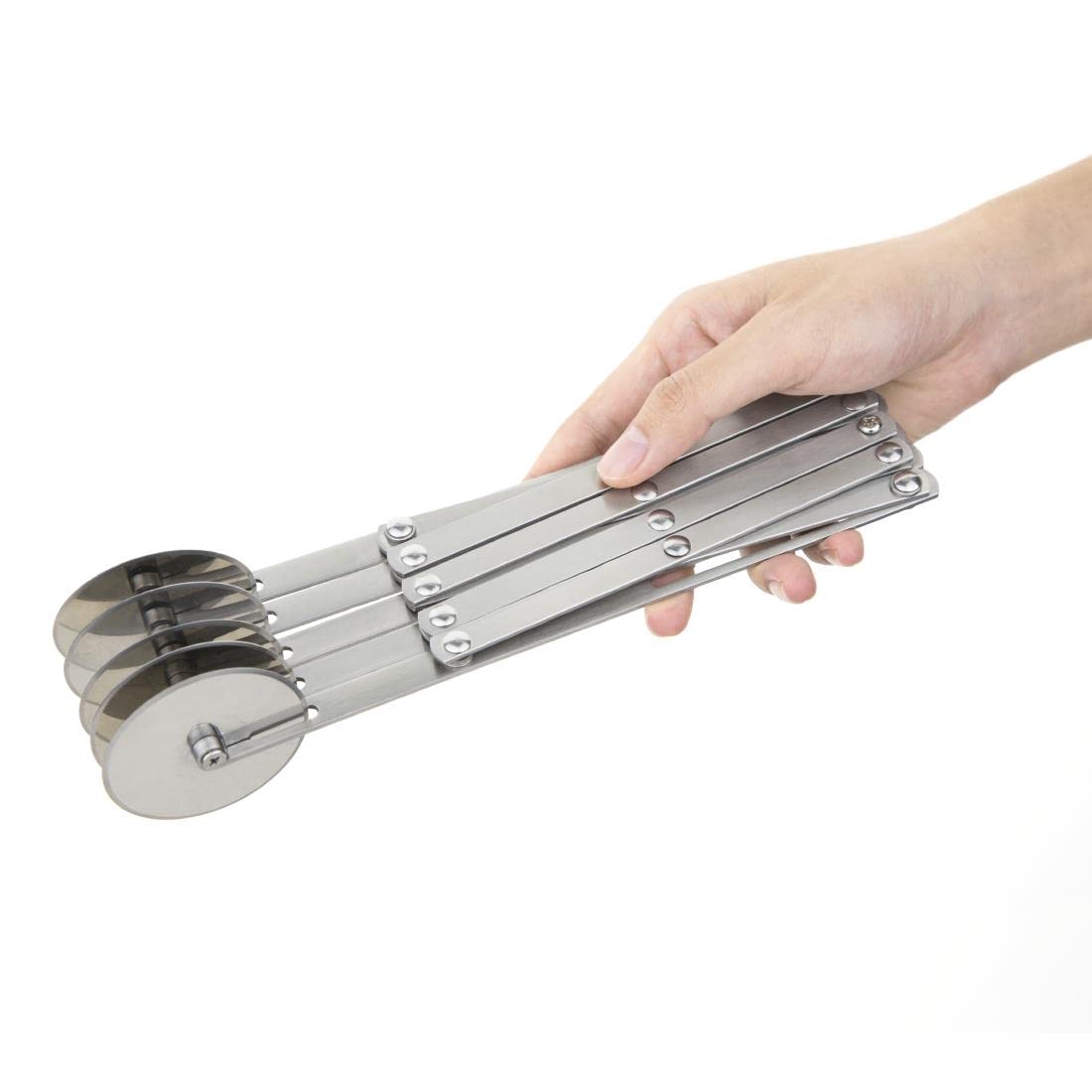 Vogue Coupe pâte extensible 5 roulettes en acier inoxydable, largeur : 57 mm, extensible jusqu'à 490 mm, coupe-bande à pâtisserie en treillis, diviseuse de pâte, CS850
