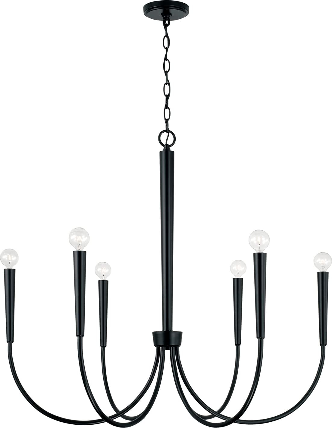 Capital Lighting 445961MB Holden Modern Round Candle Chandelier, 6-Light 360 Total Watts, 31" H x 33" W, Matte Black