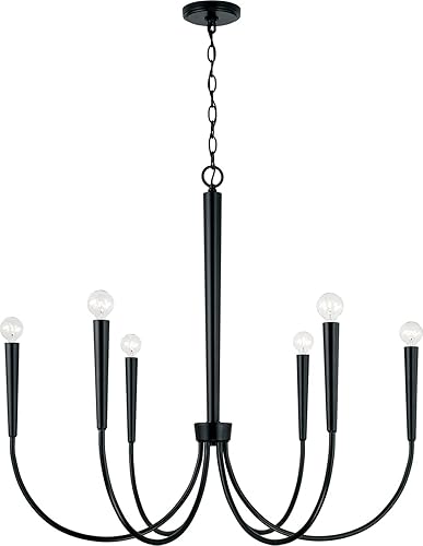 Capital Lighting 445961MB Holden - Candelabro redondo moderno, 6 luces, 360 vatios totales, 31 pulgadas de alto x 33 pulgadas de ancho, negro mate