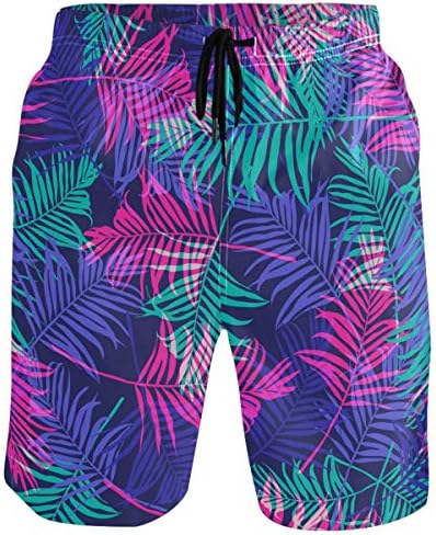 visesunny Colorful Palm Leaf Mens Swim Trunks Quick Dry Board Shorts Bathing Suits Swimsuits Beachwear with Mesh Lining