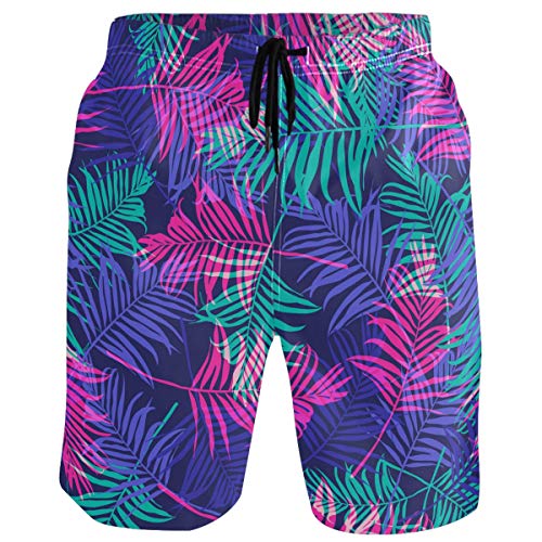 Visesunny Colorful Palm Leaf Mens Swim Trunks Quick Dry Board Shorts Bathing Suits Swimsuits Beachwear With Mesh Lining #TOP24