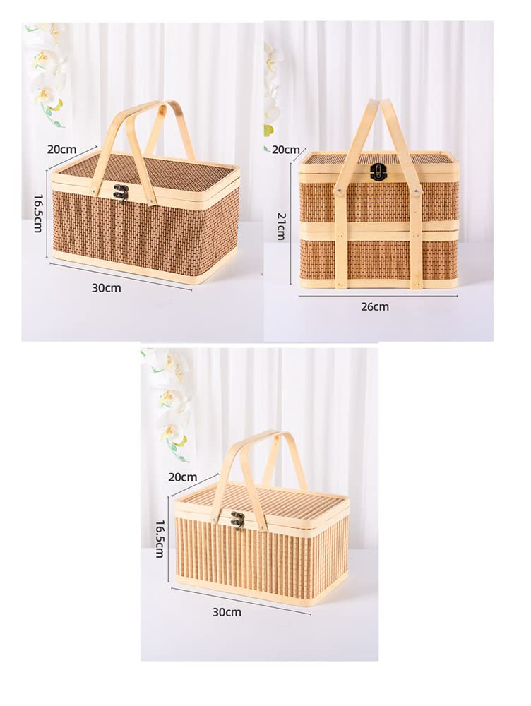 Amazon｜ピクニックバスケット 収納バスケット 竹かご編み 竹かご