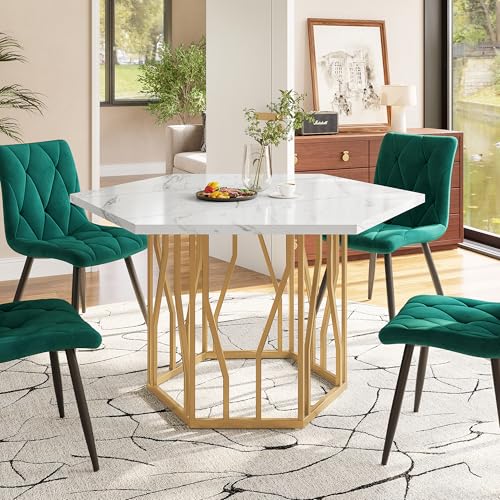 Merax Petite table à manger - Motif marbre hexagonal -...