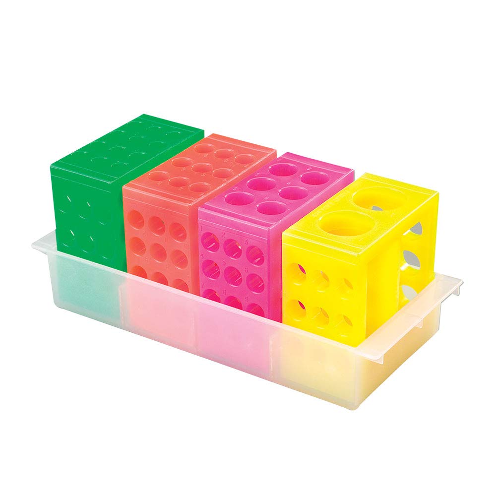4-Way Flipper Microtube Rack (5 Racks) - Compact, & Versatile Fluorescent Rack to Accommodate Popular Tube Sizes - Chemically Resistant Polypropylene Tubes - Laboratory Equipment