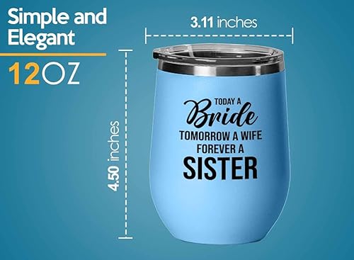Miniatura 4 de Flairy Land Bride Proposal Blue Edition Wine Tumbler 12oz - Wife Forever a sister - Touching Gift For Wedding Bachelorette From Sister Bride Squad