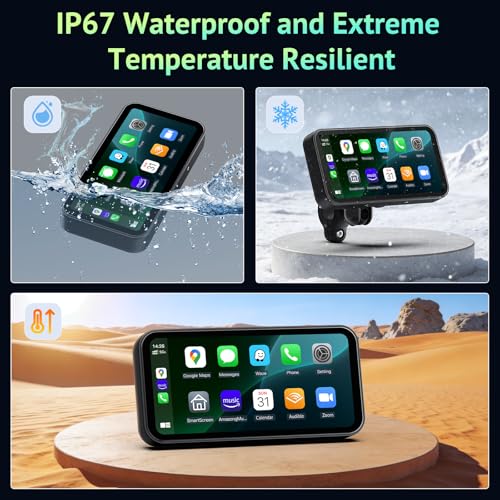 Image of 6.25 Inch Motorcycle GPS CarPlay & Android Auto Display with 2 TPMS | IP67 Waterproof GPS Navigation System with Dual Bluetooth, Portable Touch Screen, TF Card, Universal Mount
