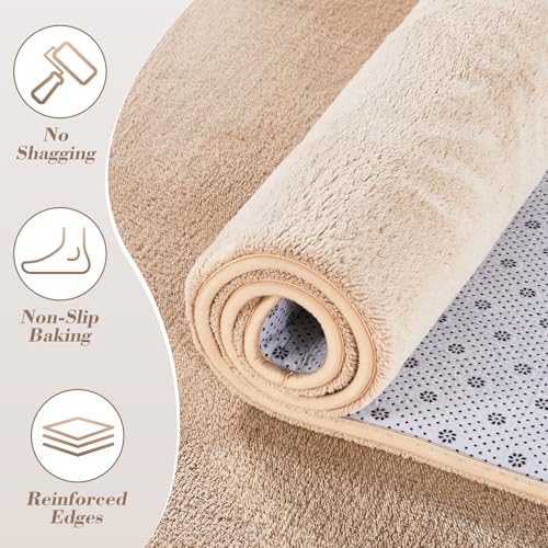 Alfombra de pasillo beige de pelo corto mullido para decoración moderna de salón 80x150cm 8