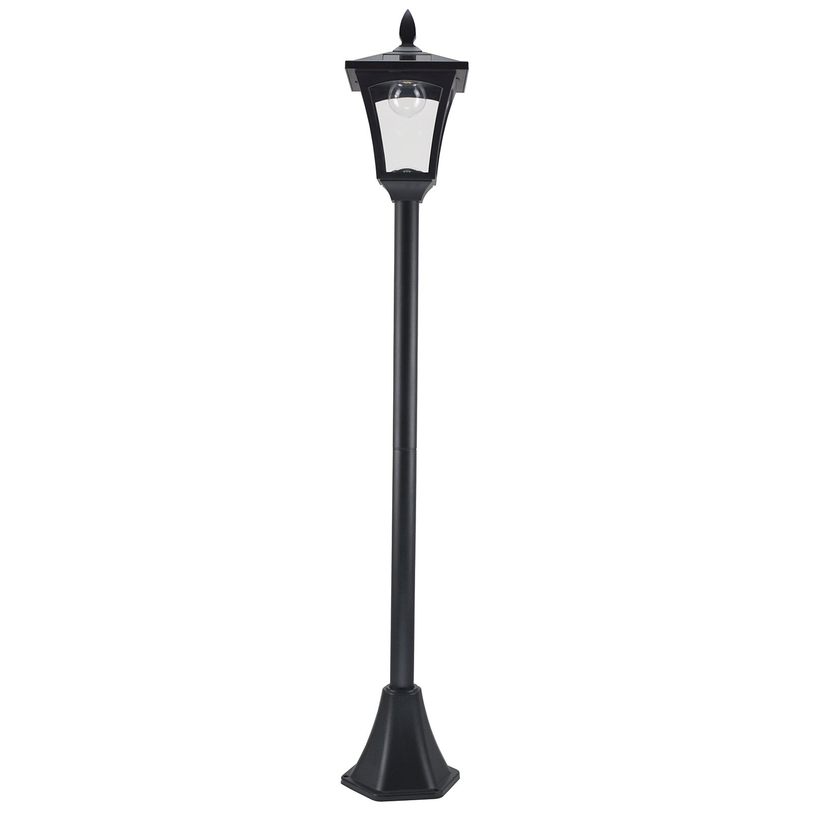 Outsunny Farola Solar Luz Solar de Exterior con Panel Solar Encendido Automático e Impermeable IP44 Marco de Acero Inoxidable para Patio Terraza 18x18x160 cm Negro