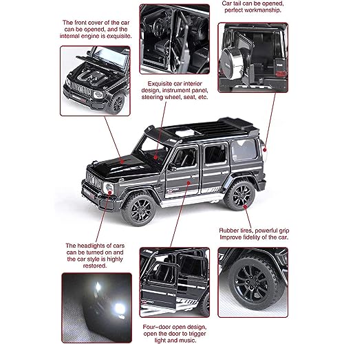 Image of DEUSON ECOM 1:32 Scale G Wagon Toy Car Die Cast Model Metal Toy Car for Kids with Light Sound Pull Back Openable Door