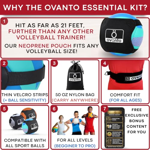 Image of OVANTO Volleyball Training Equipment Aid - Adjustable Practice Volleyball Kit