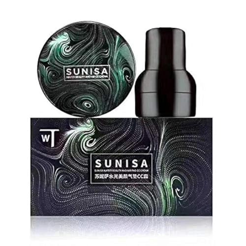 SUNISA BB And CC Cream Foundation With Mushroom Head Air Cushion 20G And Blush Brush For Makeup, Foundation Blusher Brush For Blending Liquid, Compact Powder Brush (Pack of 1), All, Full