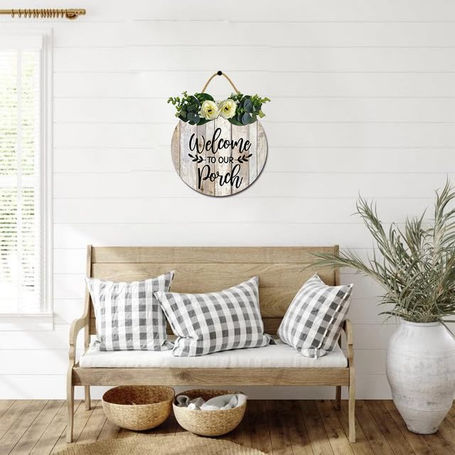 Panneau « God Bless You » - Décoration De Porte D'entrée - Panneau Rond En Bois Rustique à Suspendre Pour Porche De Ferme, Maison, Vacances, Décoration De Porte D'entrée