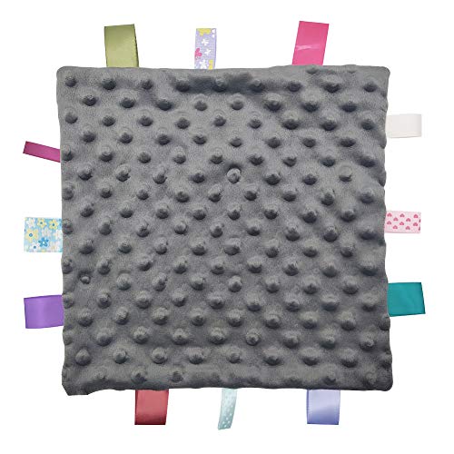Image of Inchant Baby Boy Tag Security Blanket Grey Small Blanket with Colorful Tags Surprise for Newborns Toddlers