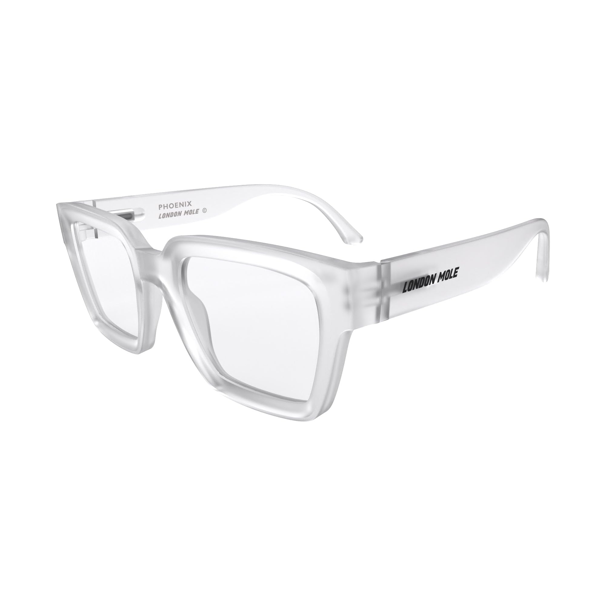 LONDON MOLE® Phoenix large oversized reading glasses, Rubberised Transparent - Image 3