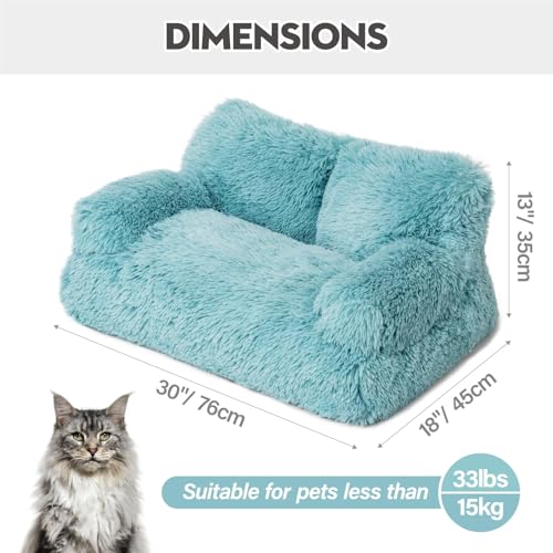 MEWOOFUN stilvoll katzenbett katzensofa flauschig - 76x45cm katzenbett große Katzen Plush katzencouch für kleine Hunde und Katzen Abnehmbar und waschbar (blau)