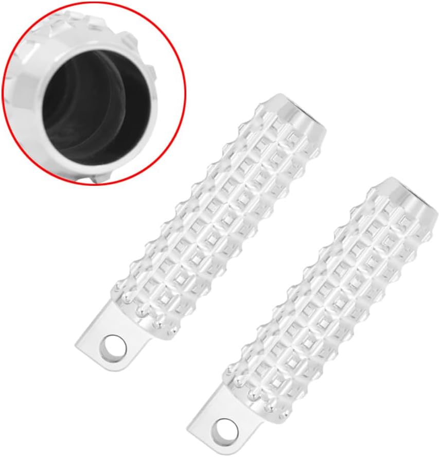 MACHSWON Motorcycle Peg, 2PCS Motorcycle Foot Pegs Footrest Highway Footpegs Mounts Support, Compatible with Motorcycle with 10mm Male Mount-Style (Chrome)