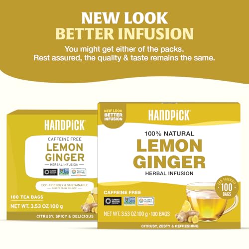 Image of HANDPICK Lemon Ginger Tea (100 Teabags)Blend of 100% Natural Lemon & Ginger