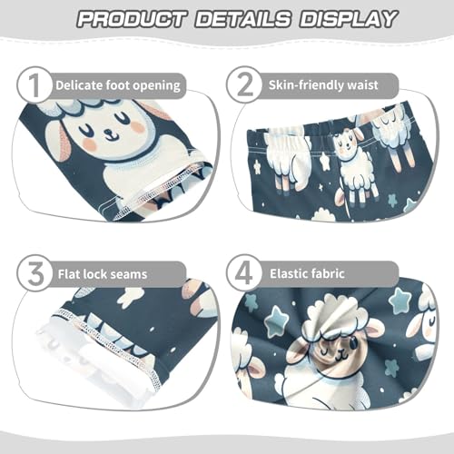 Bolaz Toddler Girls Leggings Printed Yoga Pants Leggings Cartoon Sheep Blue Background for Kids3