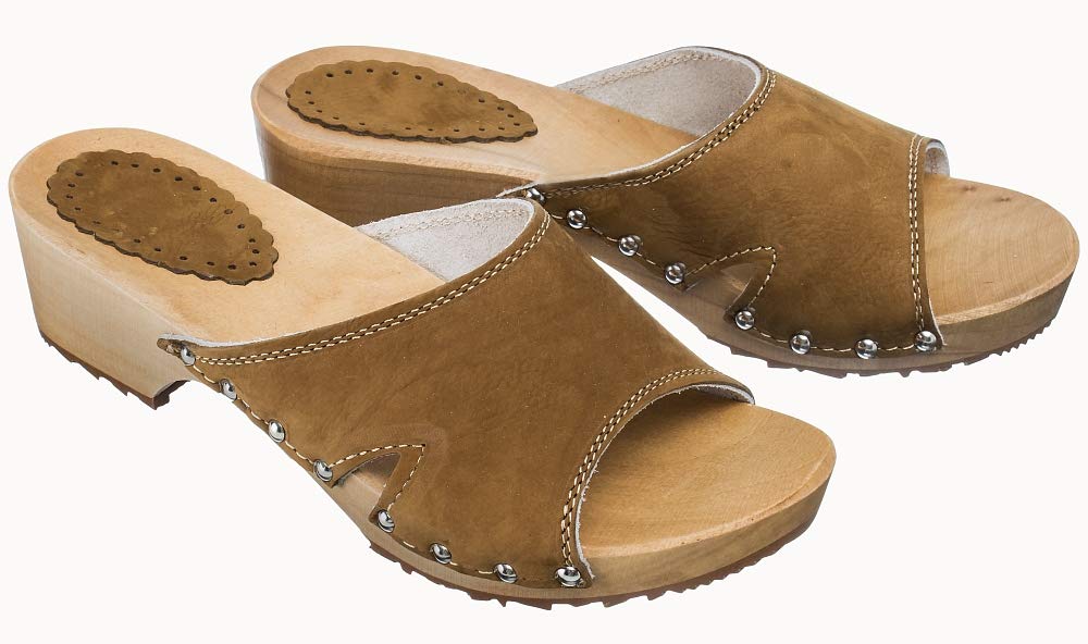 ESTRO Sabot en Bois Femme - Sabot Femme Cuir Confort Sabots Bois Sabots en Cuir CDL01