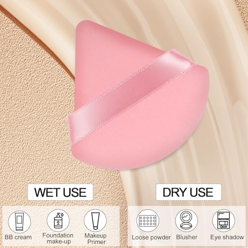 Pimoys 12 Pcs Triangle Powder Puffs, Pink Velour — view 2