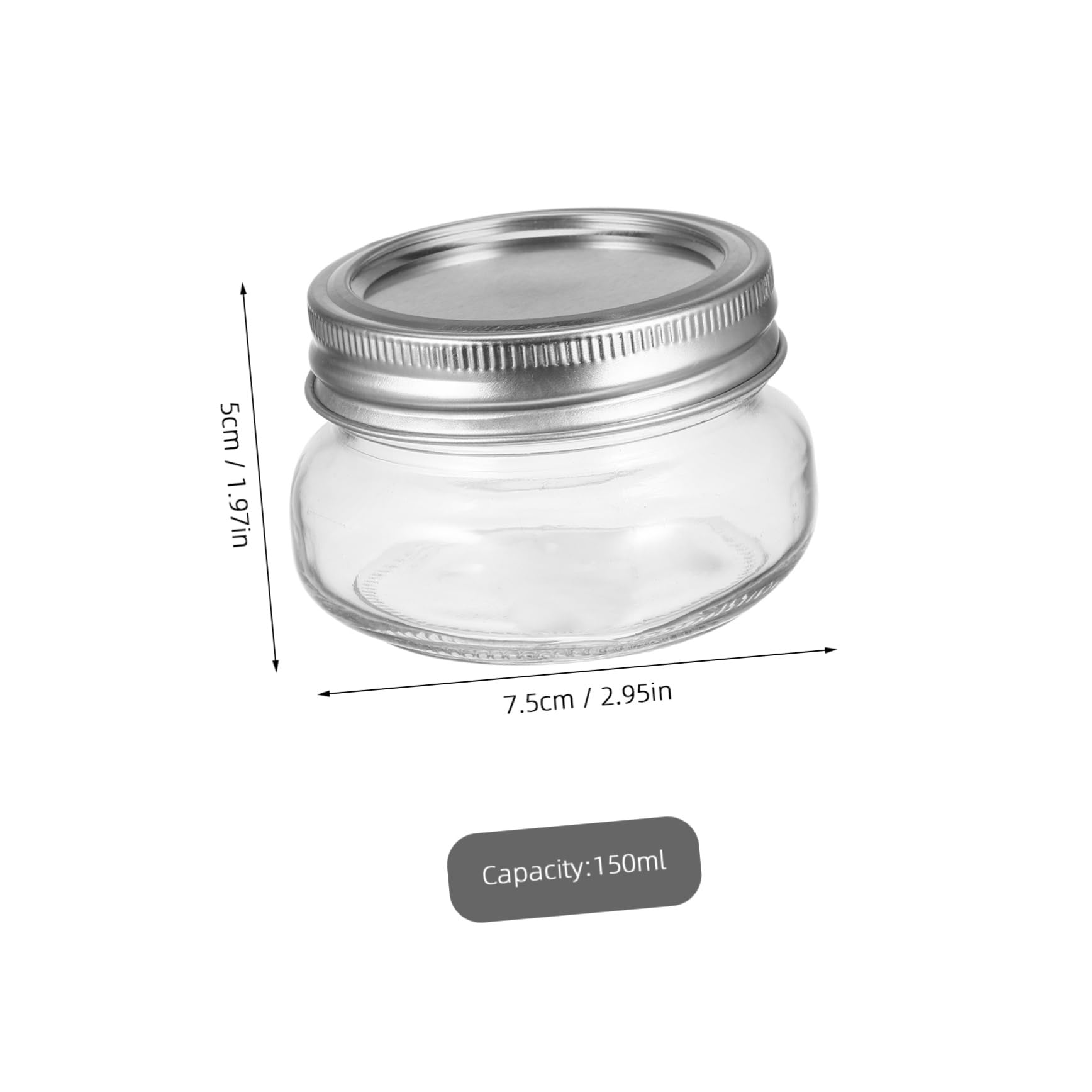 6 Stück Einmachgläser mit Deckel aus Glas 150ml Leicht zu Tragen und Reinigen für Reise Outdoor und Vorratsdosen für Küche