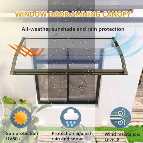 Awning-for-Door-Entrance-UPF-50-Window-Awning-Door-Canopy-Polycarbonate-Cover-Outdoor-Front-Door-Canopy-wAluminum-Alloy-Bracket-for-Sun-ShutterUVRainSnow-Protection Awning for Door Entrance UPF 50 Window Awning Door Canopy Polycarbonate Cover Outdoor Front Door Canopy wAluminum Alloy Bracket for Sun ShutterUVRainSnow Protection