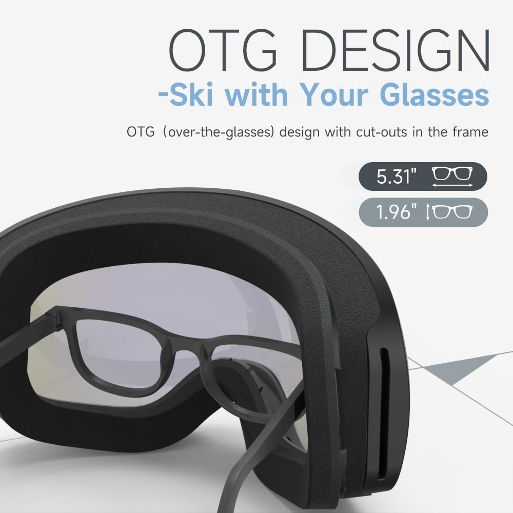 RIOROO Ski Goggles, Skiing Goggles For Snowboard Jet Snow 100% UV Protection, Anti-glare Ski Goggles Dual Lens For Women Men Youth OTG Over Helmet Compatible, Skiing Snowboarding Cycling Motorcycle - Image 4