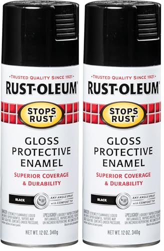 Image of Rust-Oleum 7779830 Stops Rust Spray Paint, 12-Ounce, Gloss Black (Pack of 2)
