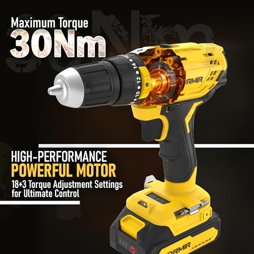Image of IBELL VORMIR VR CD21-30 20V Max Cordless Drill Driver | 30 Nm Torque, 2 Modes (Drill & Impact), Dual Speed 0-450 /1450 RPM, 10mm Chuck,2.0Ah Li-ion 2 Batteries & Fast Charger-1 Year Warranty