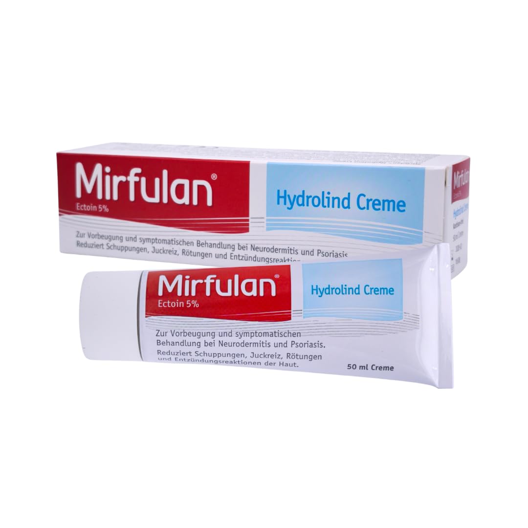 Mirfulan Hydrolind Creme 50 ml - Pflegecreme für Trockene, Schuppige & Empfindliche Haut mit 5% Ectoin & Urea - Feuchtigkeitsspendend, Schnell Einziehend, ohne Parfüm - mit Pharma Perle Duschgel (3x)