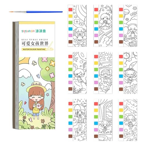 MLqkpwy Tampones de pintura, papel para pintar - Sello de pintura de bolsillo para pintura,Artes y manualidades, kit de pintura al agua, actividad de viaje, libro de pintura de acuarela para,