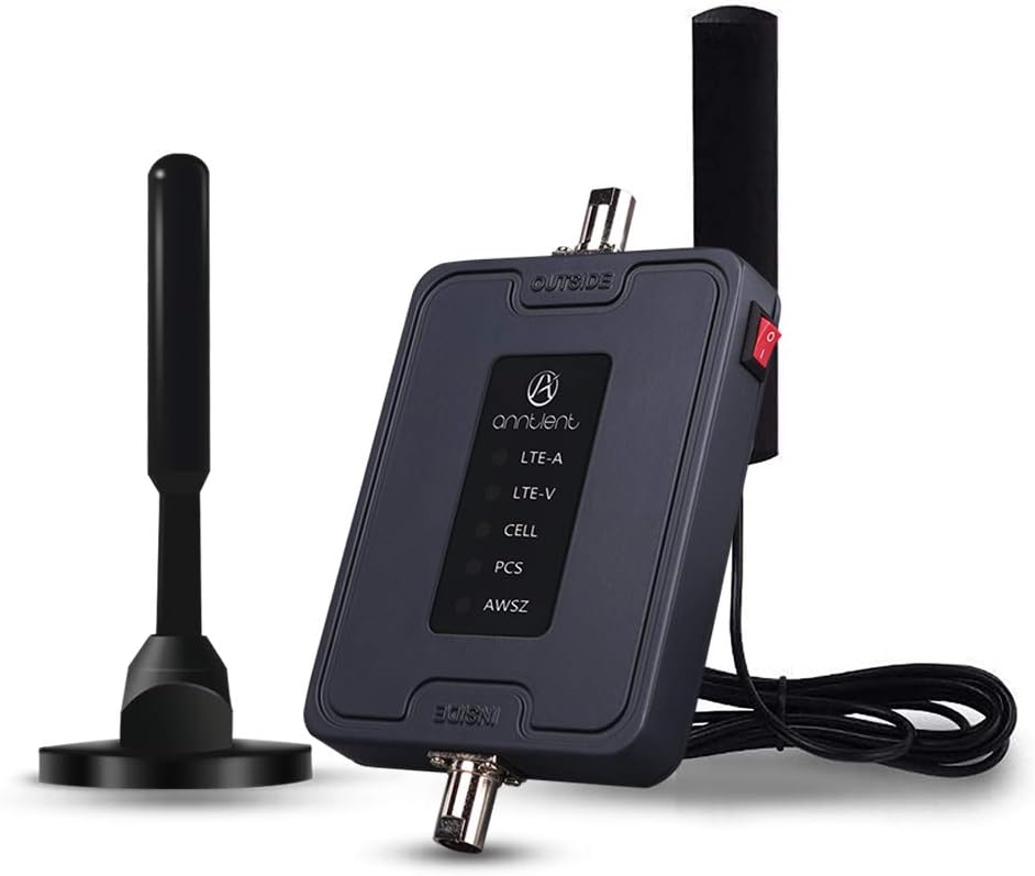 5 Band Cell Phone Signal Booster for Car Truck and RV - Band 2/4/5/12/13/17 Vehicle Repeater Supports Verizon AT&T T-Mobile Sprint All Carriers - Boosts Your Voice & Data