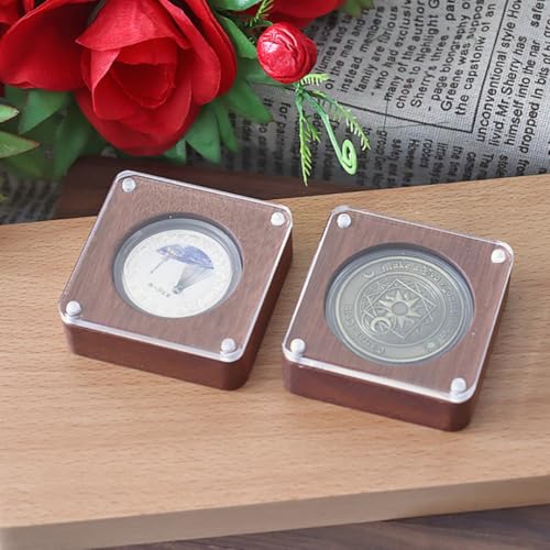 Capsulas de madera nogal para monedas 40mm miniatura 3