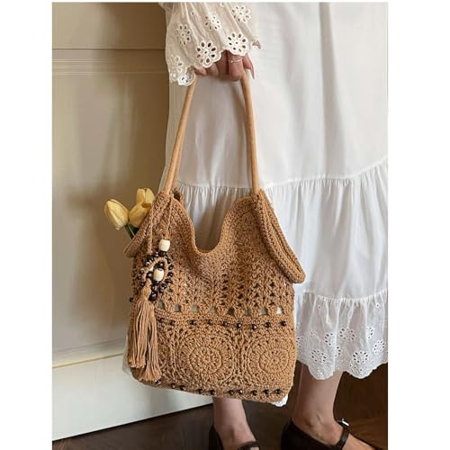 Bolso tejido Bohemio de playa con flecos para mujer miniatura 3