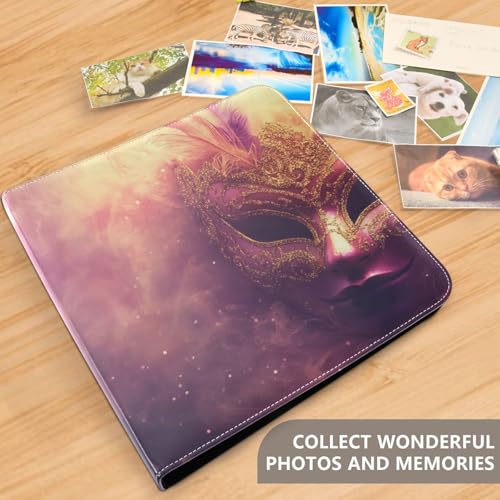 Álbum de fotos FLildon Scrapbook Album de cuero PU con páginas autoadhesivas, 3 anillas, 40 páginas, 8x10 para recuerdos miniatura 5