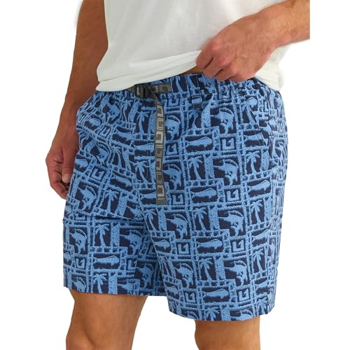 HUK Men's Creekbed Printed Water, Lightweight, Quick-Dry Swim Shorts