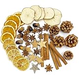 Pextian 69 Stück Potpourri Weihnachten Dekoration, Adventskranz Deko Duft Potpourri mit Tannenzapfen, Zimtstangen, Getrocknete Orangenscheiben, Apfelstücke, Pot Pourri Streudeko Weihnachten