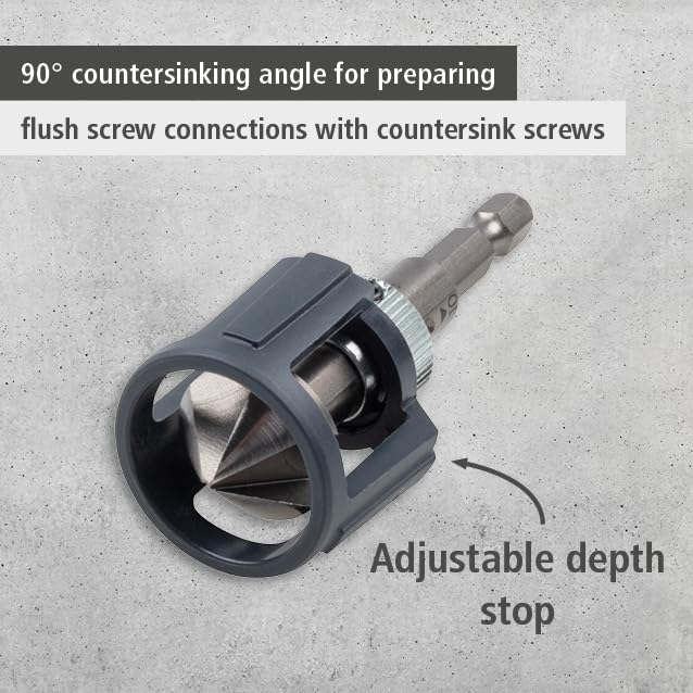 wolfcraft Verzinkboor met dieptestop, zeskantschacht I 4390000 I Het precies verzinken voor schroefverbindingen in hout - Afbeelding 3