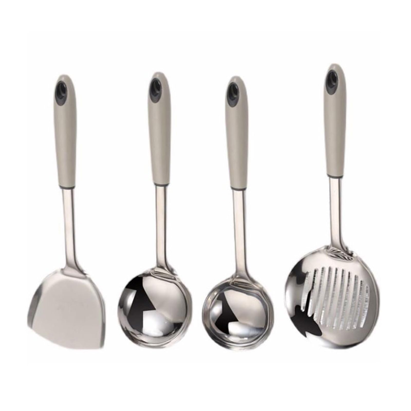 MYUYEE Cooking Utensils Stainless Steel Spoons Cooking Spatulas 4 Pieces Draining Spoons Kitchen Cookware