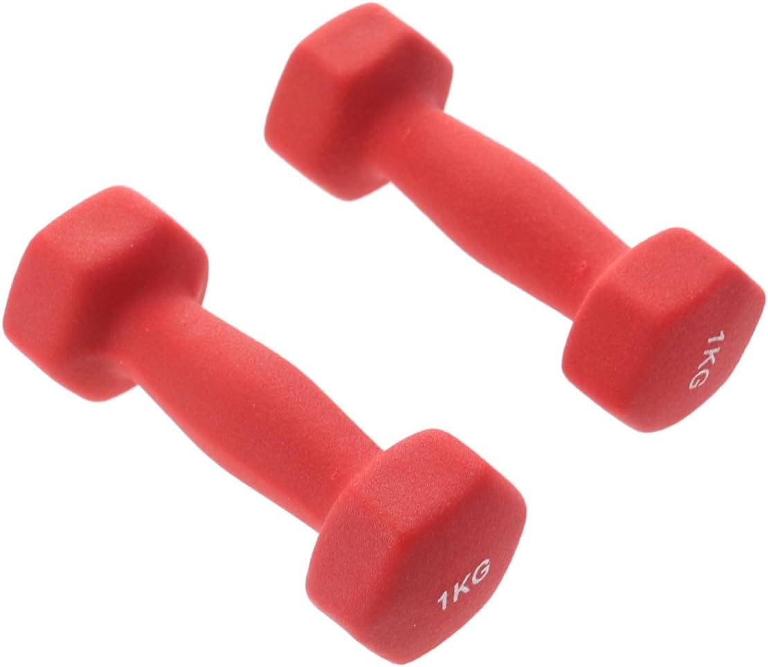 1kg Ergonomic Exercise Dumbbells for Women Non Shape Neoprene Coating for Yoga and Fitness Classes Red